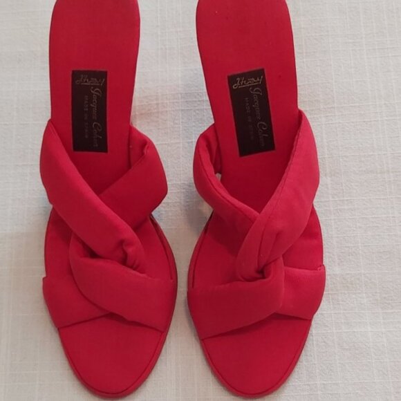 JACQUES COHEN VINTAGE RED PARTY SHOES FOR BERGDORF GOODMAN ON5IVE. SIZE 8. - Picture 9 of 9